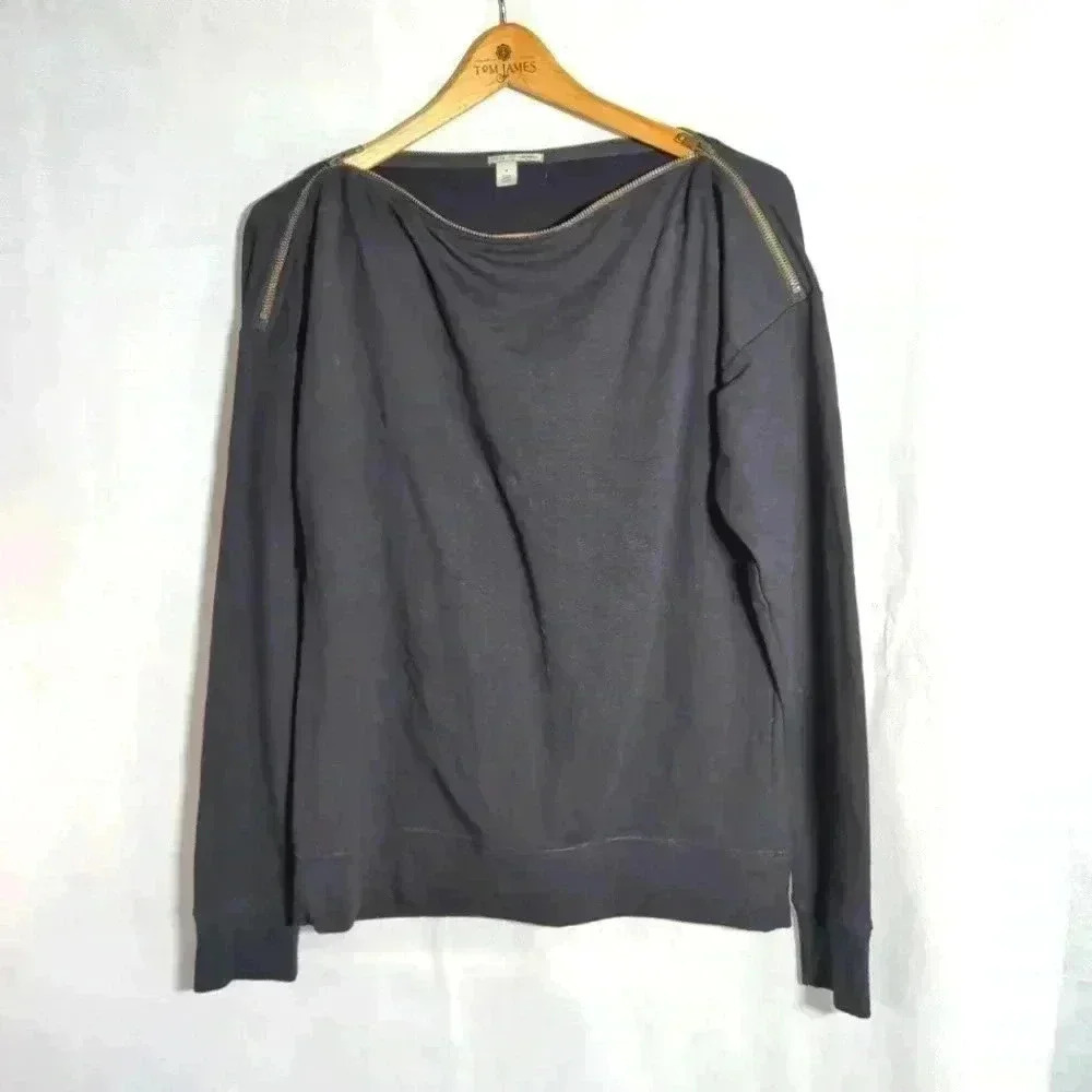 Halogen Shoulder Zipper Sweatshirt sz M zippers are adjustable Black